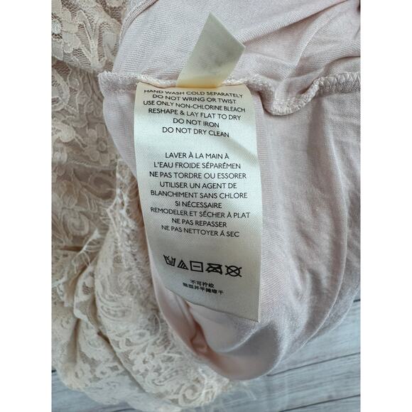 Free People Lace Wrap Dress Womens Medium Pink Cream Rough Hem Ruched Side - Picture 8 of 11